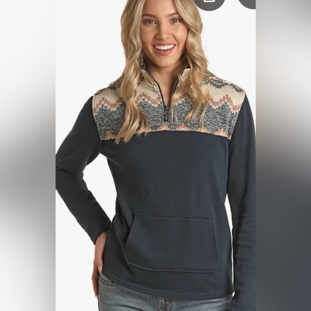 PANHANDLE Western Inspired Rodeo Cowgirl LongSleeved 1/4 Zip EXCELLENT PulloverM